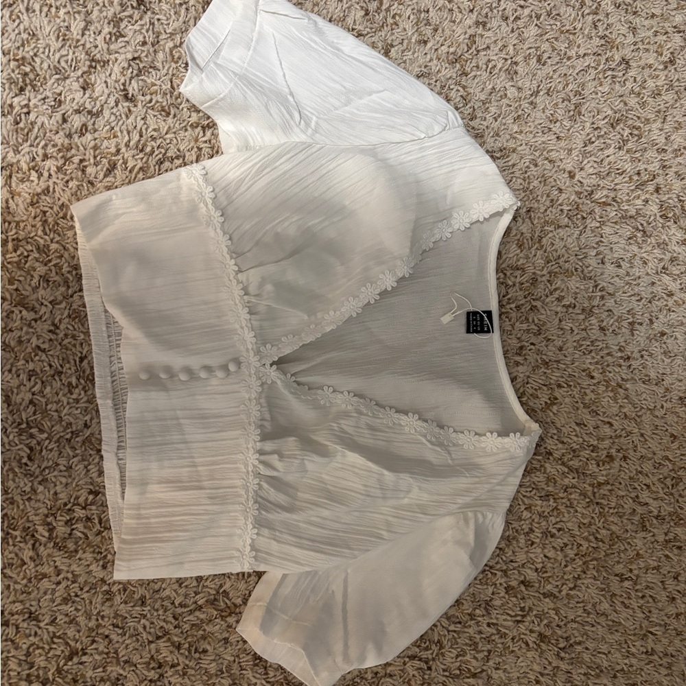 SHEIN White Lace Trim Blouse